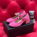 HIGH MARY JANE SHOES HOT PINK WOOL TWEED