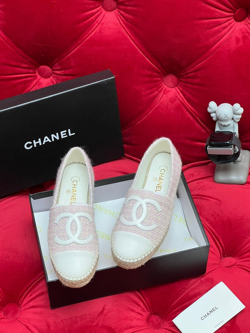 WOVEN LOAFERS IN LIGHT PINK FABRIC