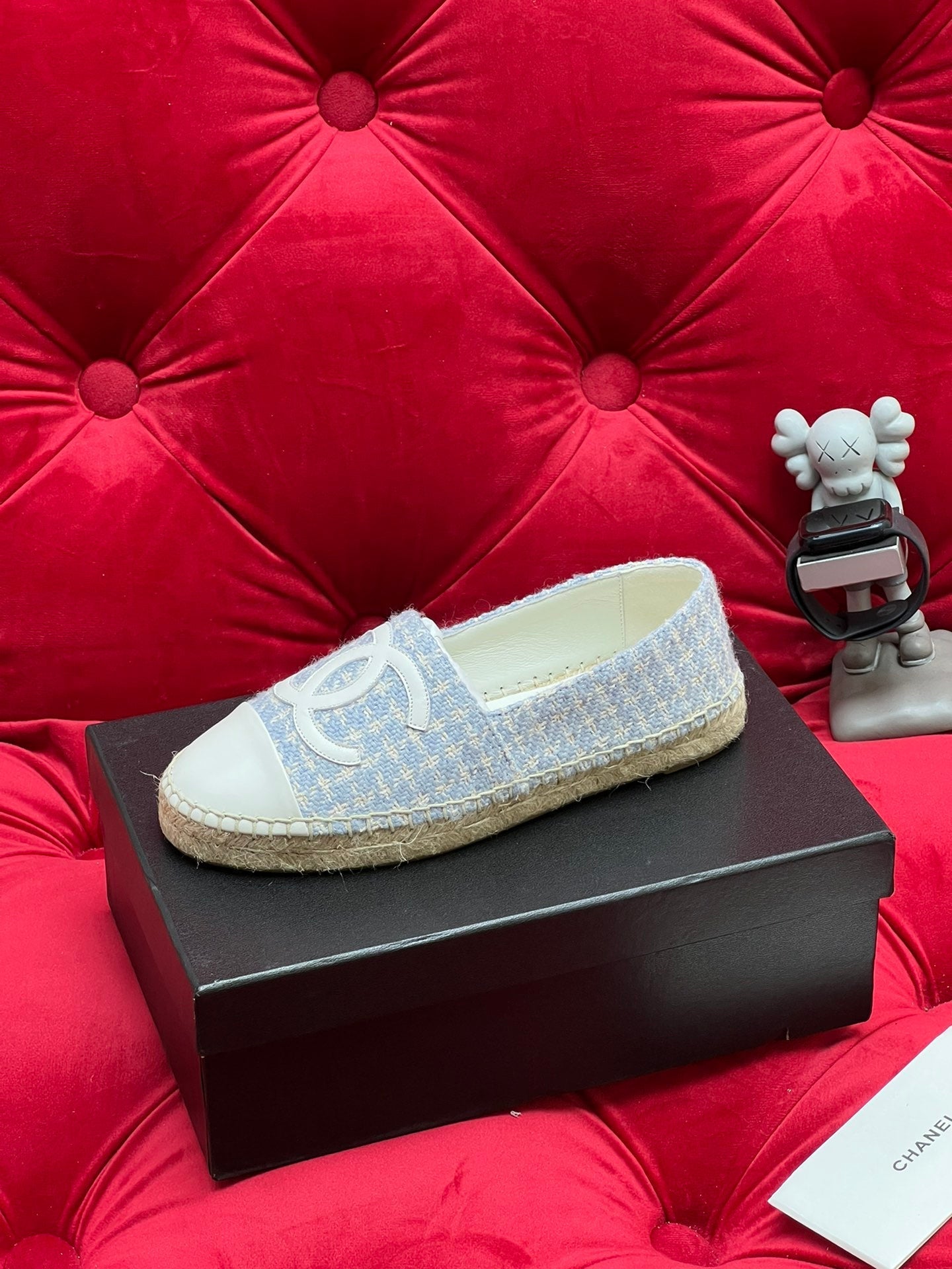 WOVEN LOAFERS IN LIGHT BLUE FABRIC