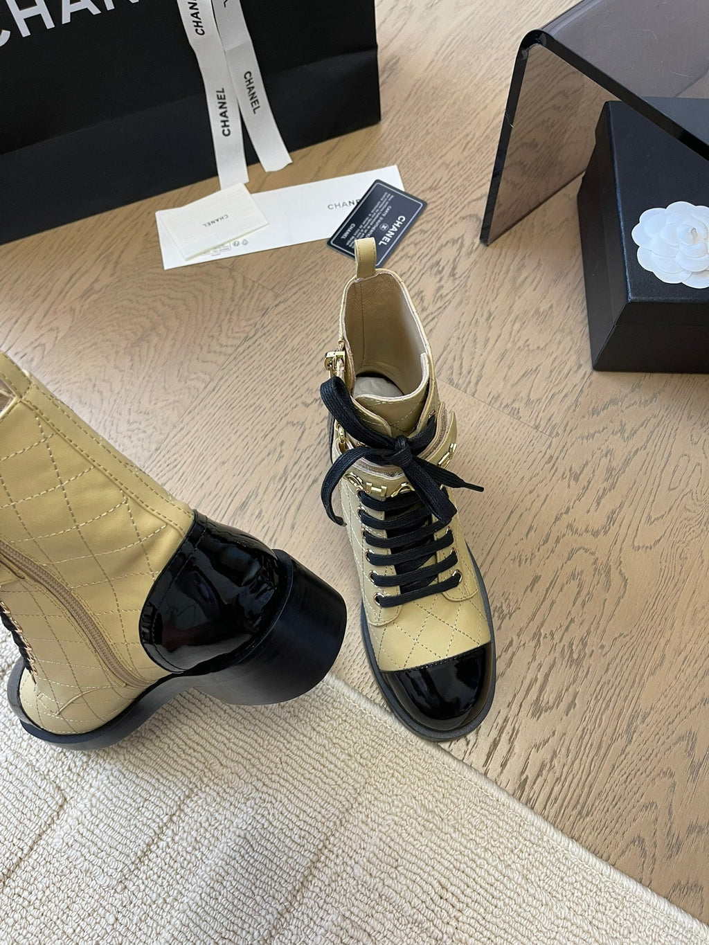 ALPHABET MARTIN BOOTS IN FLAX YELLOW LAMBSKIN