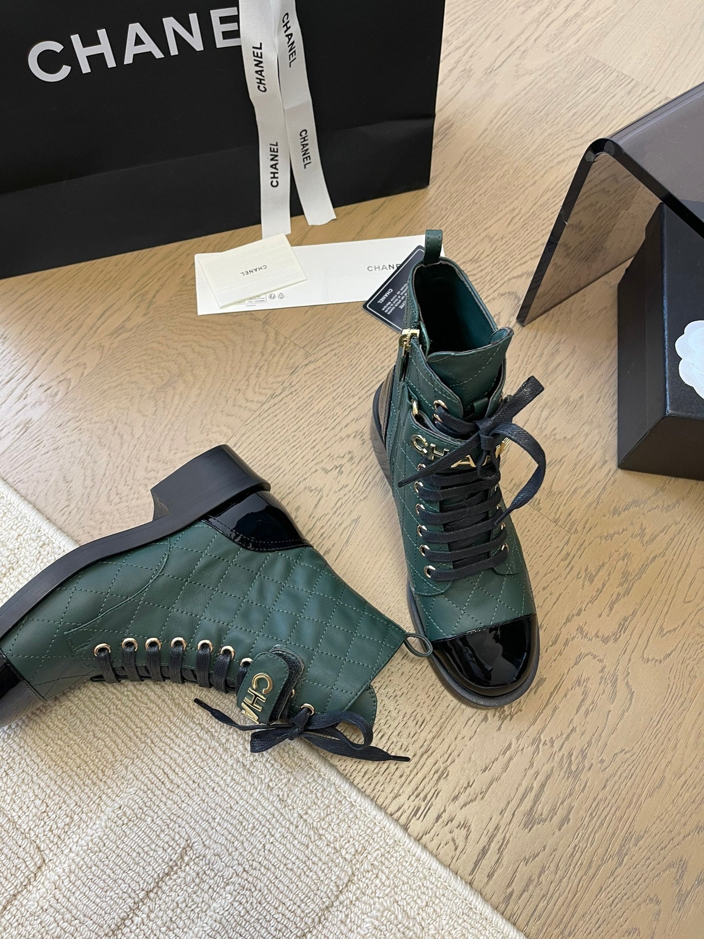 ALPHABET MARTIN BOOTS IN FOREST GREEN LAMBSKIN