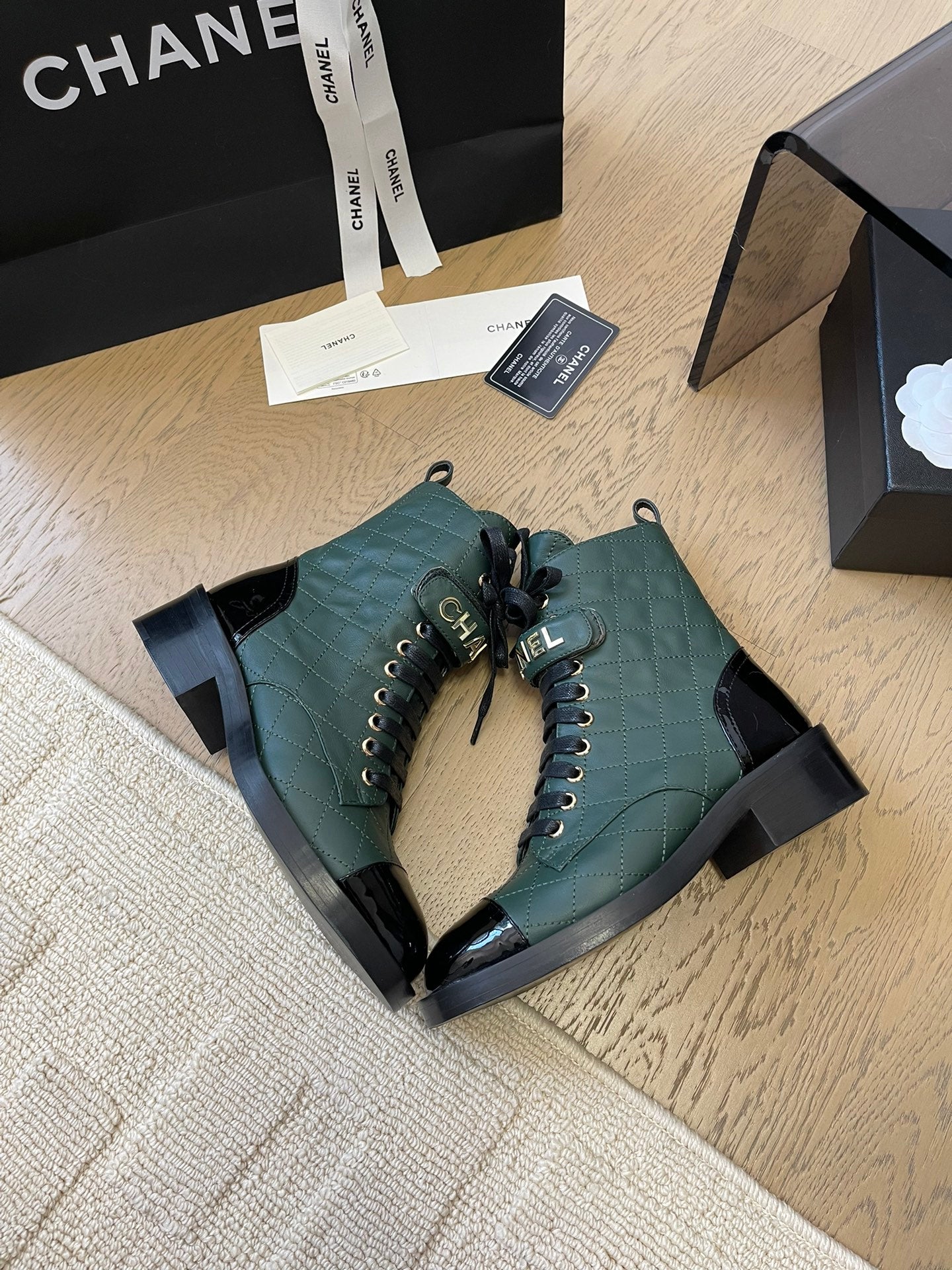 ALPHABET MARTIN BOOTS IN FOREST GREEN LAMBSKIN