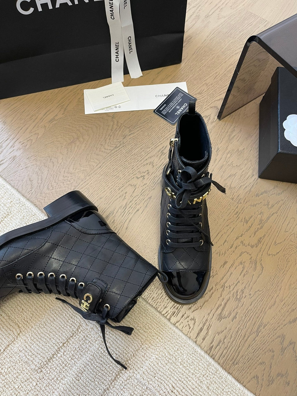 ALPHABET MARTIN BOOTS IN BLACK LAMBSKIN