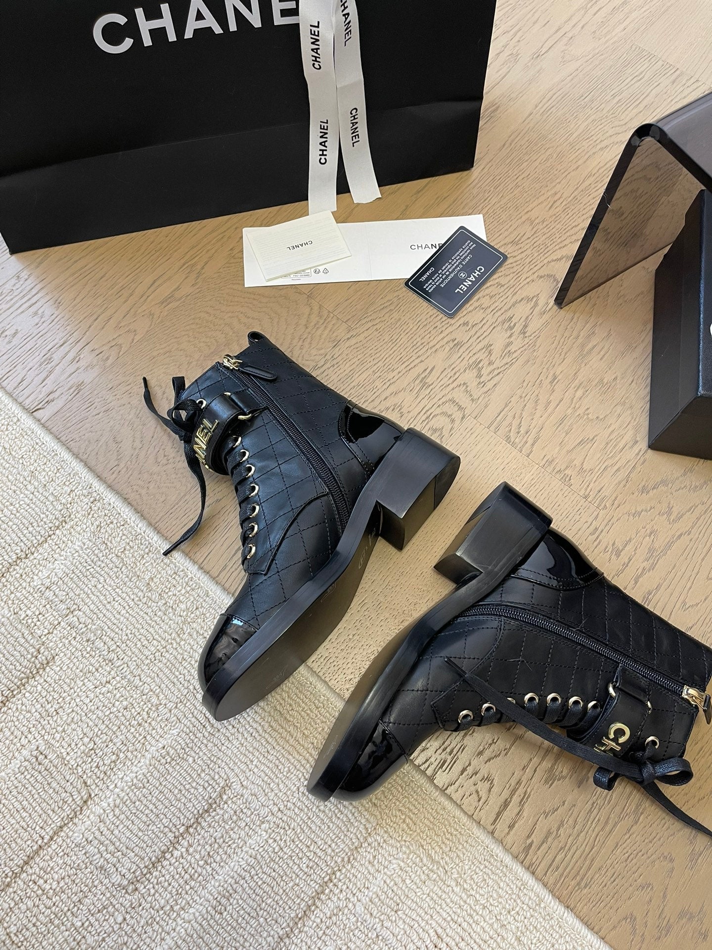 ALPHABET MARTIN BOOTS IN BLACK LAMBSKIN