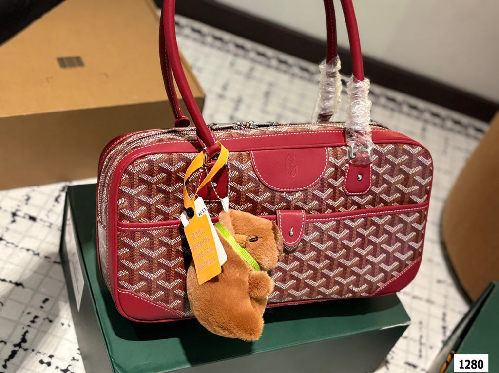 SAINT MARTIN BAG 35 IN BURGUNDY RED GOYARDINE CANVAS AND CALFSKIN