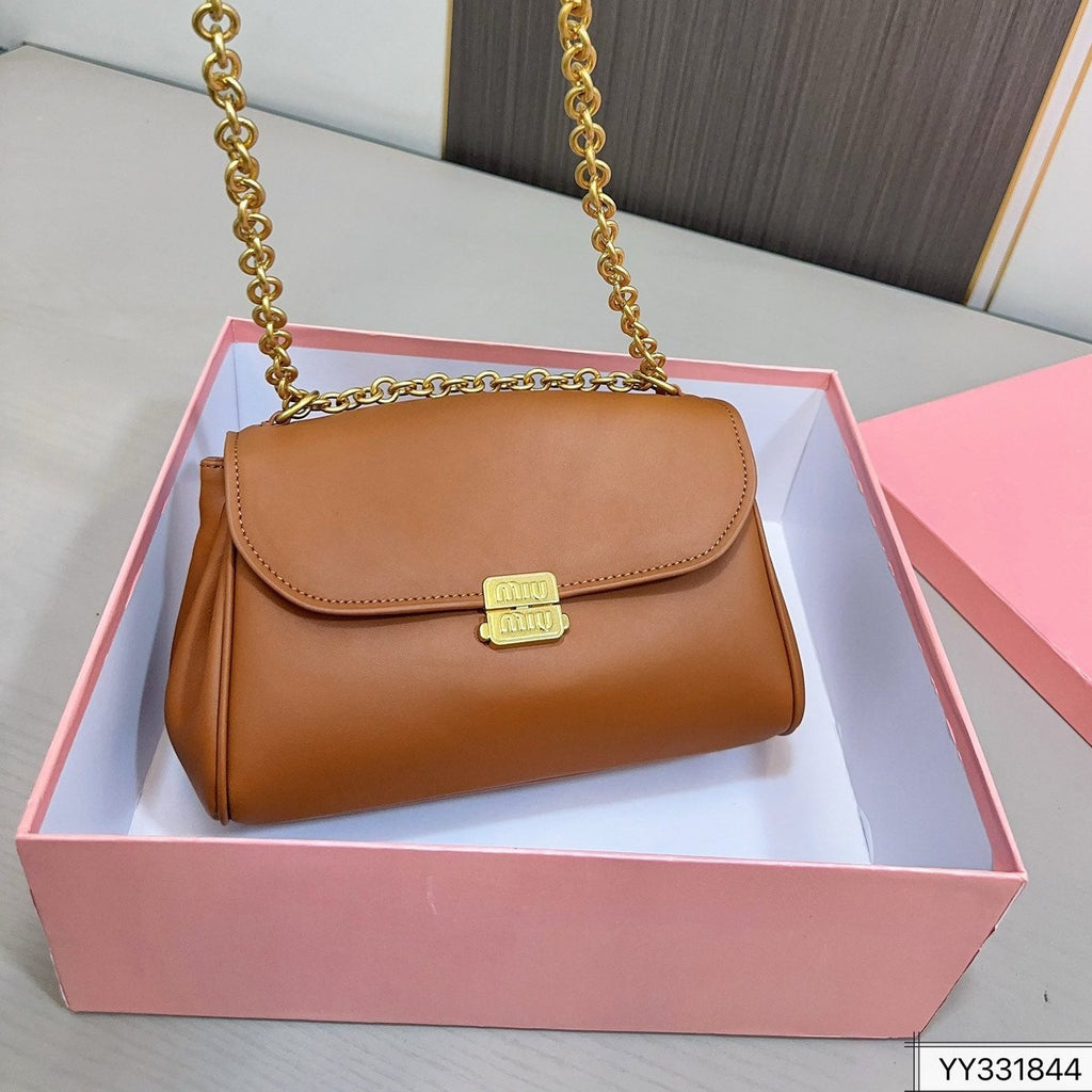 SHOULDER BAG 25 IN BRONZE BROWN CALFSKIN GOLD HARDWARE