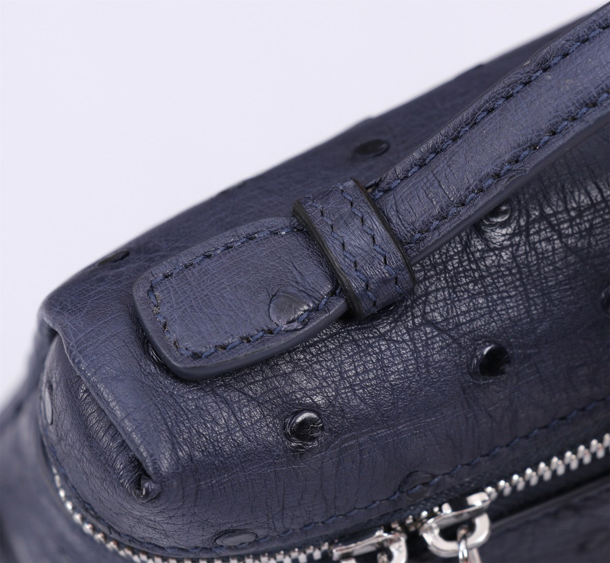 EXTRA POCKET L19 IN SPACE BLUE OSTRICH LEATHER