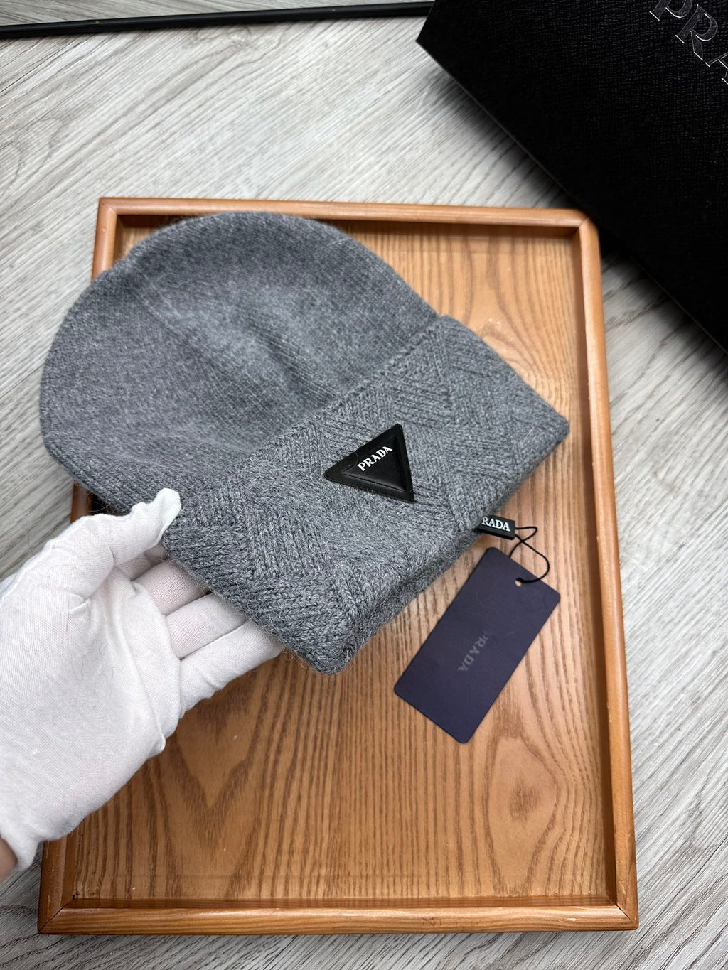 BEANIE HAT IN SHADOW GRAY WOOL AND RABBIT FUR 436396