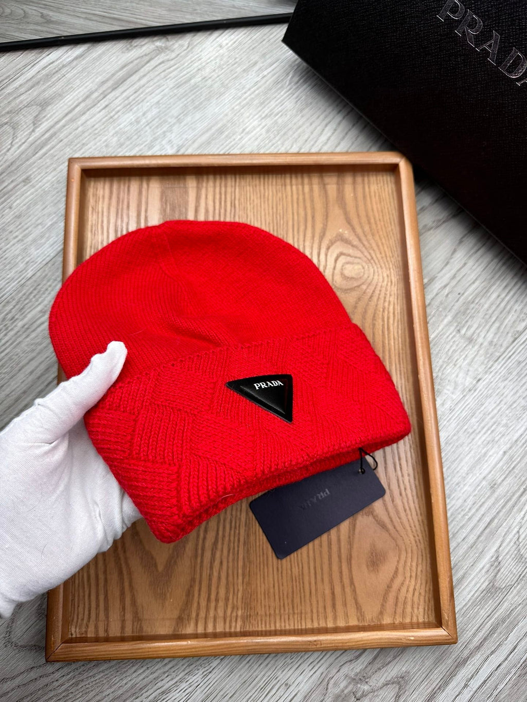 BEANIE HAT IN CHERRY RED WOOL AND RABBIT FUR 436398