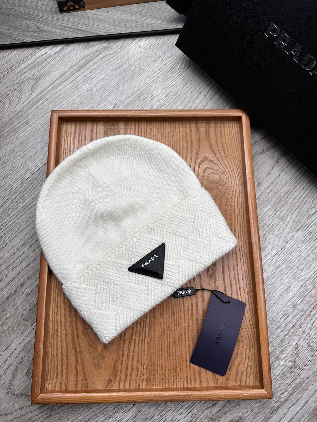 BEANIE HAT IN WHITE WOOL AND RABBIT FUR 342037