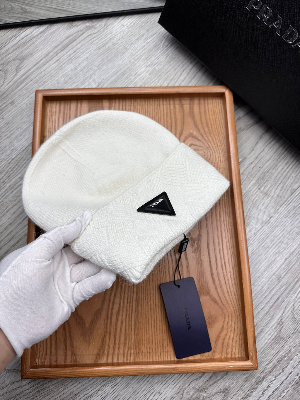 BEANIE HAT IN WHITE WOOL AND RABBIT FUR 342037