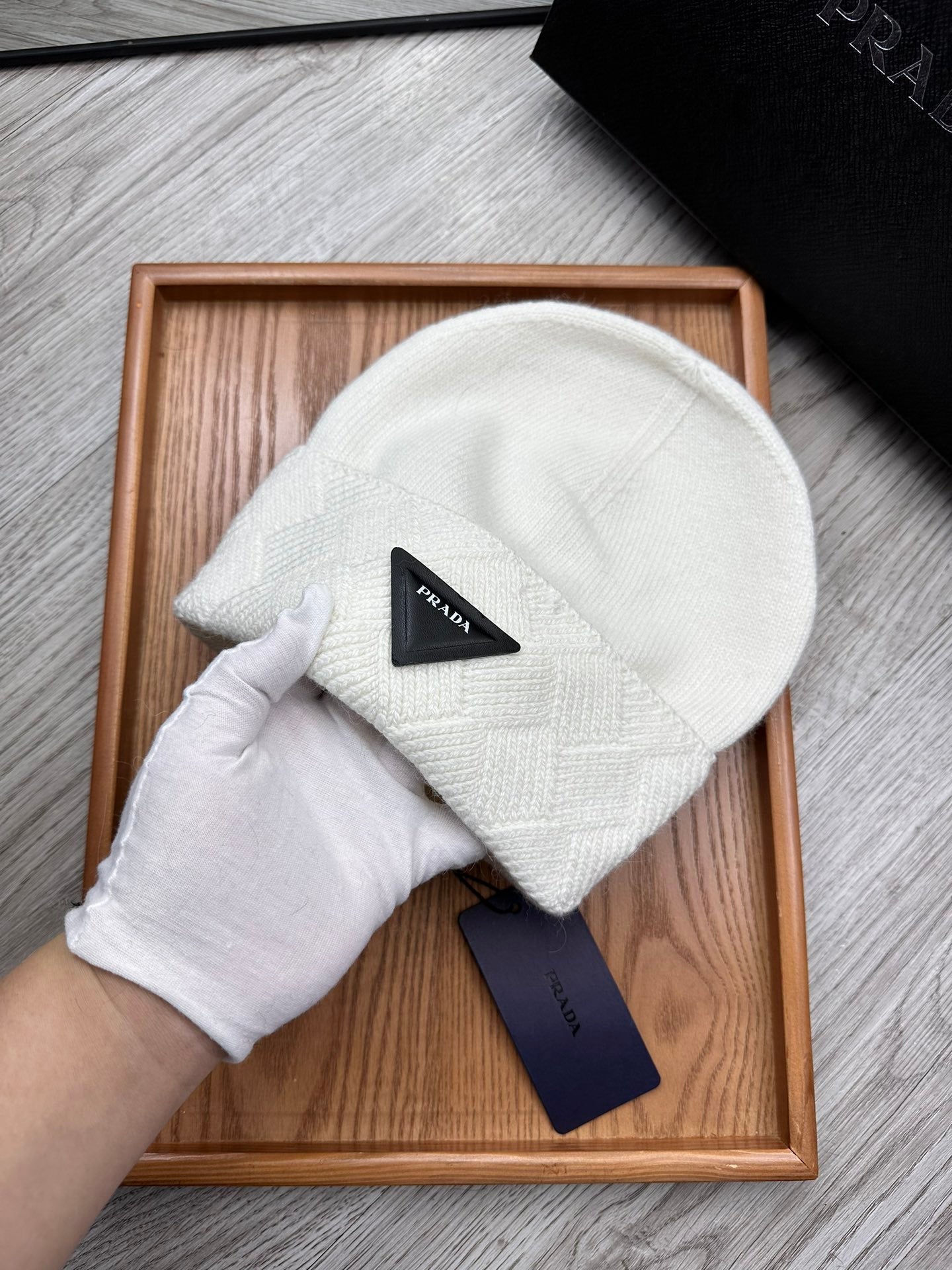 BEANIE HAT IN WHITE WOOL AND RABBIT FUR 342037