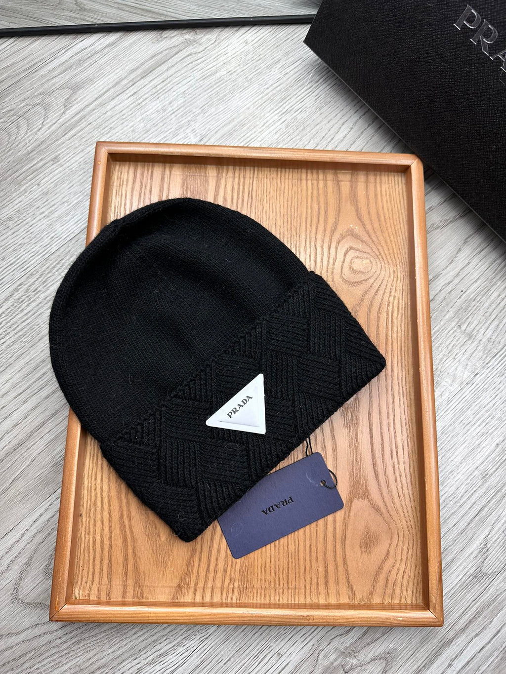 BEANIE HAT IN BLACK WOOL AND RABBIT FUR 342038