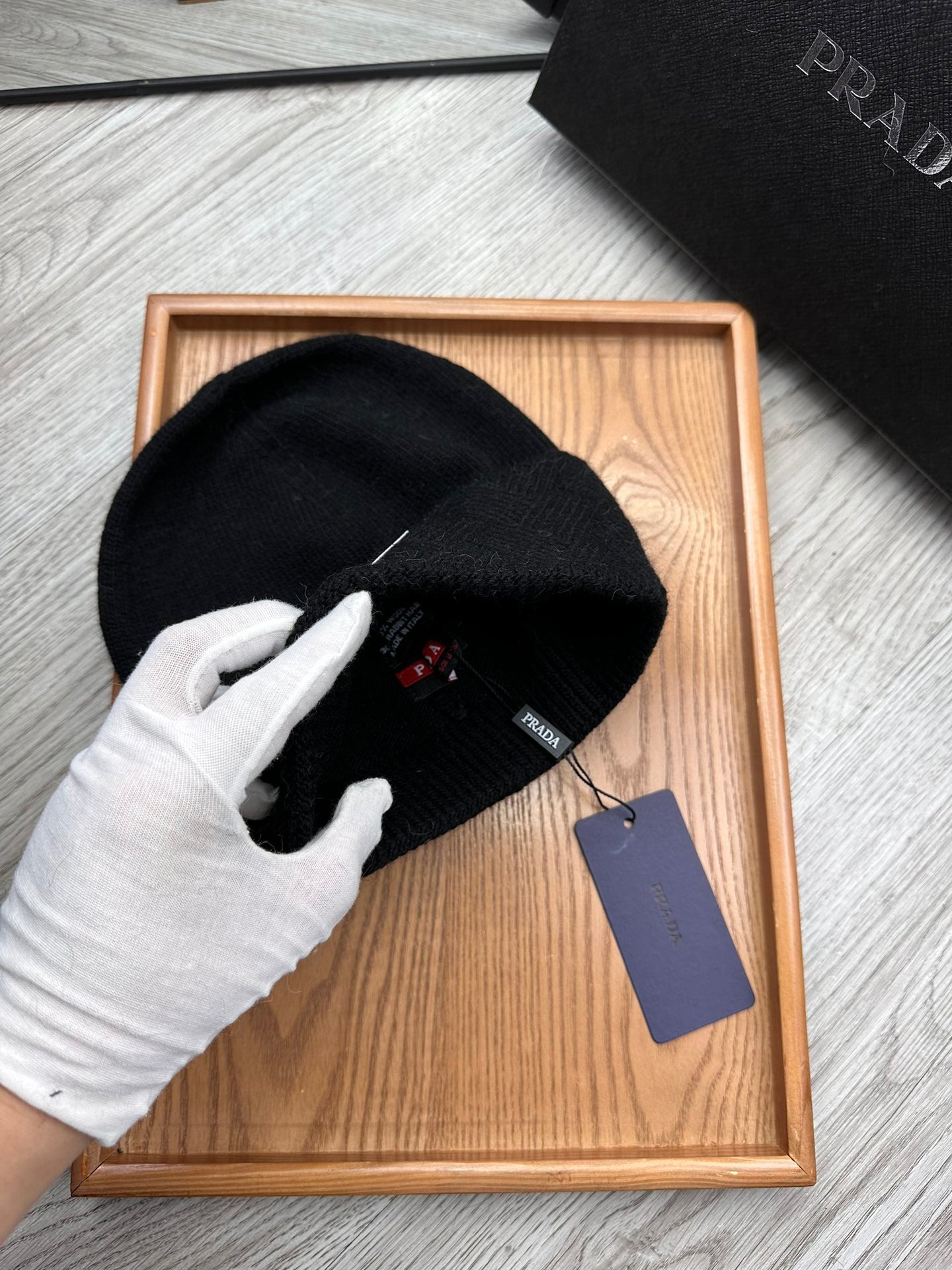 BEANIE HAT IN BLACK WOOL AND RABBIT FUR 436400