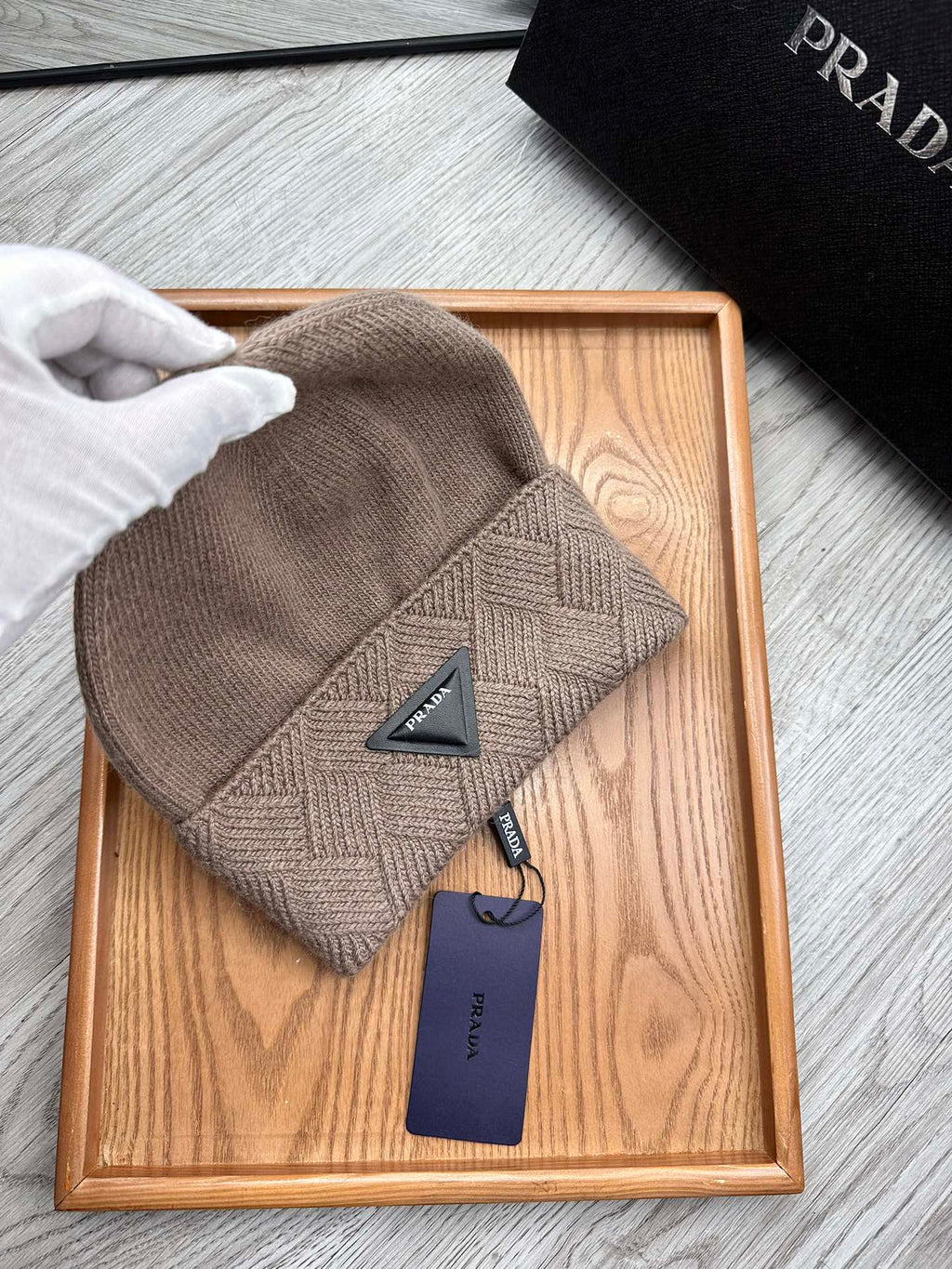 BEANIE HAT IN MEDIUM BROWN WOOL AND RABBIT FUR 342039