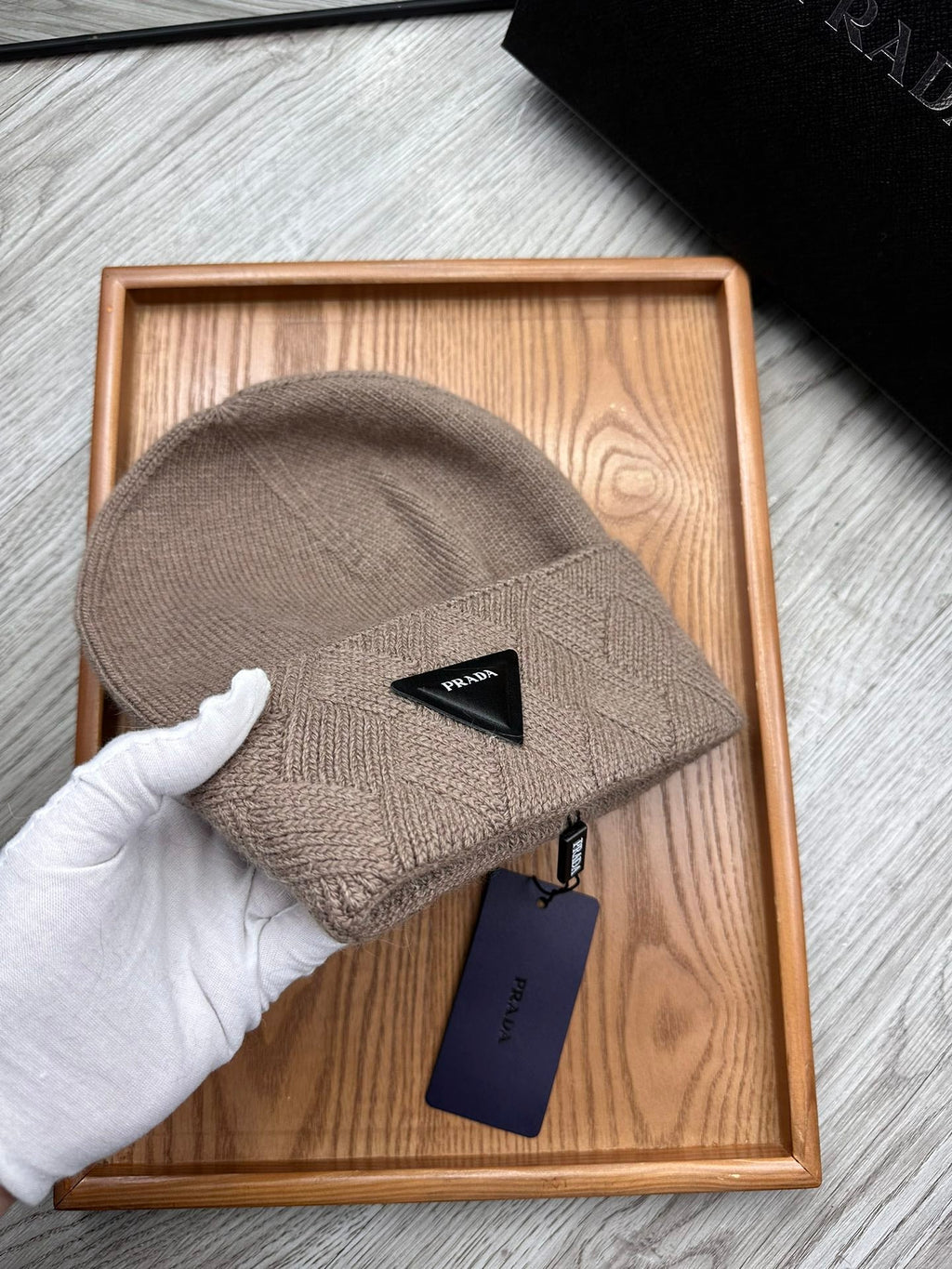 BEANIE HAT IN MEDIUM BROWN WOOL AND RABBIT FUR 342039