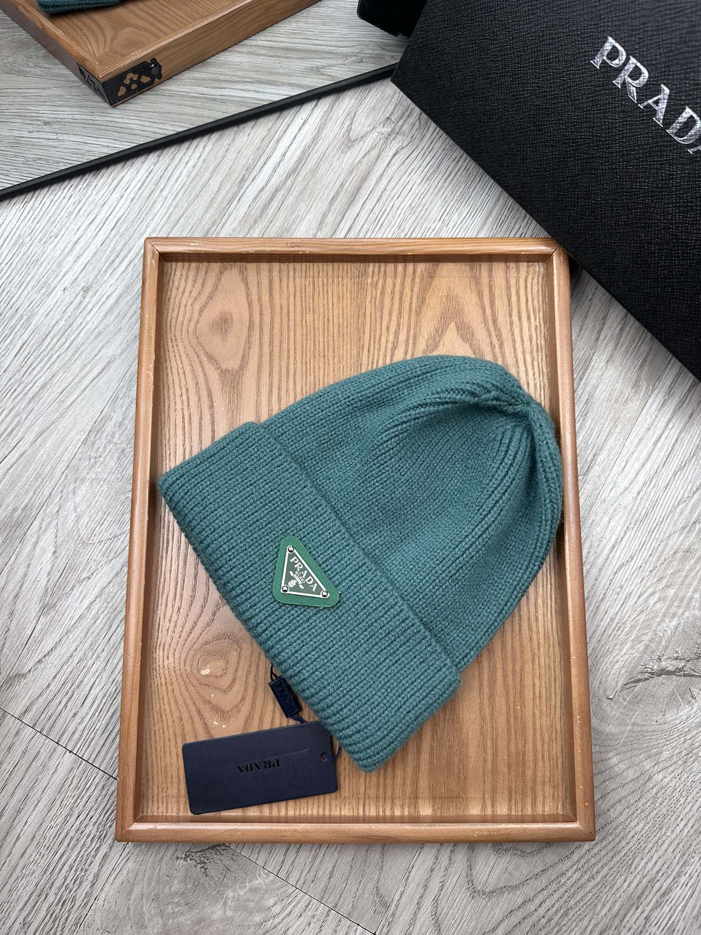 BEANIE HAT IN TEAL GREEN WOOL 332392