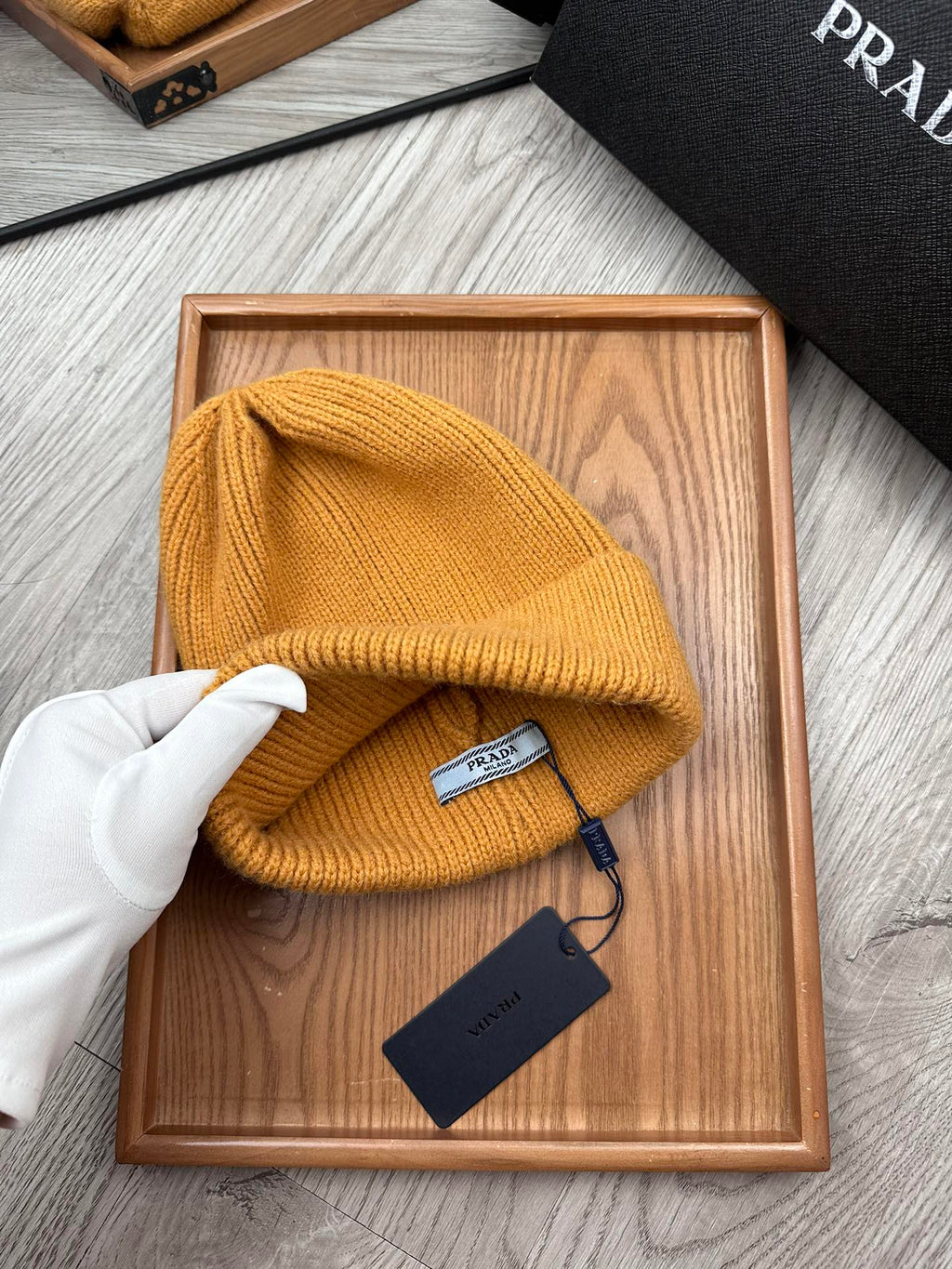 BEANIE HAT IN MUSTARD YELLOW WOOL 332397