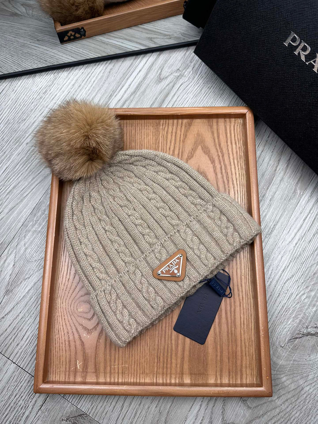 BEANIE HAT IN CAMEL BROWN WOOL 352367