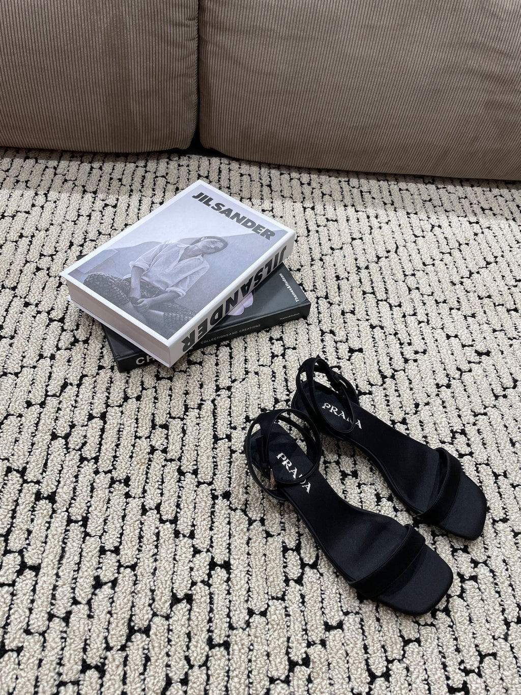 PRA TRIANGLE HEEL SATIN SANDALS BLACK