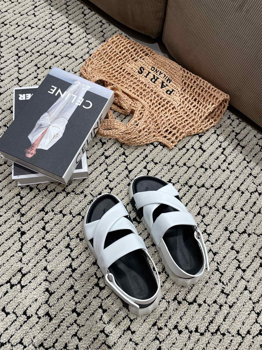 ELECTRIC SANDAL BLACK MIX WHITE CALFSKIN