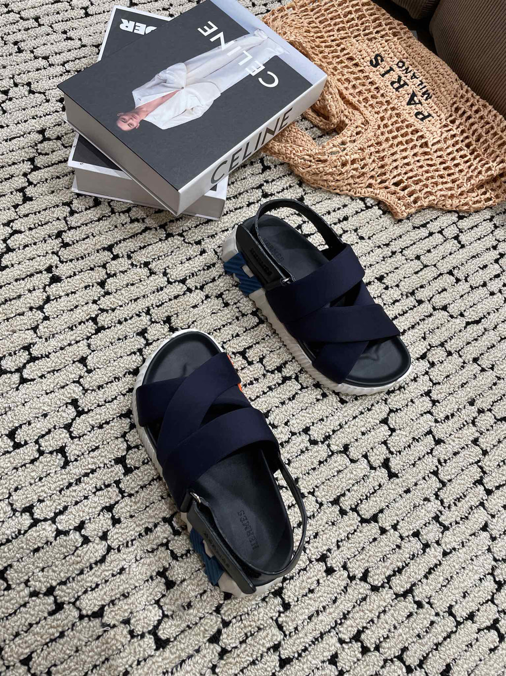 ELECTRIC SANDAL BLACK MIX CHARCOAL BLACK CALFSKIN