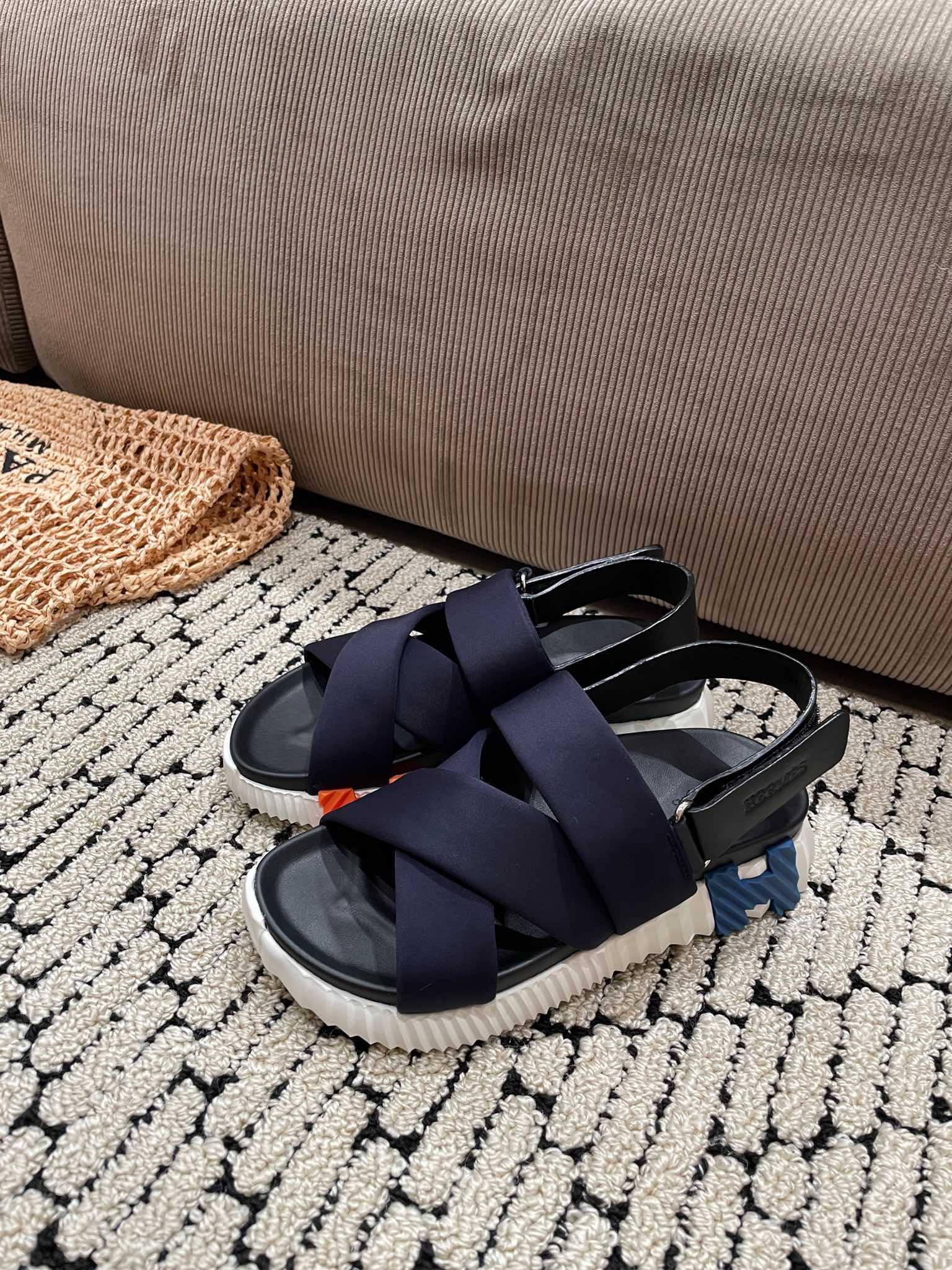 ELECTRIC SANDAL BLACK MIX CHARCOAL BLACK CALFSKIN