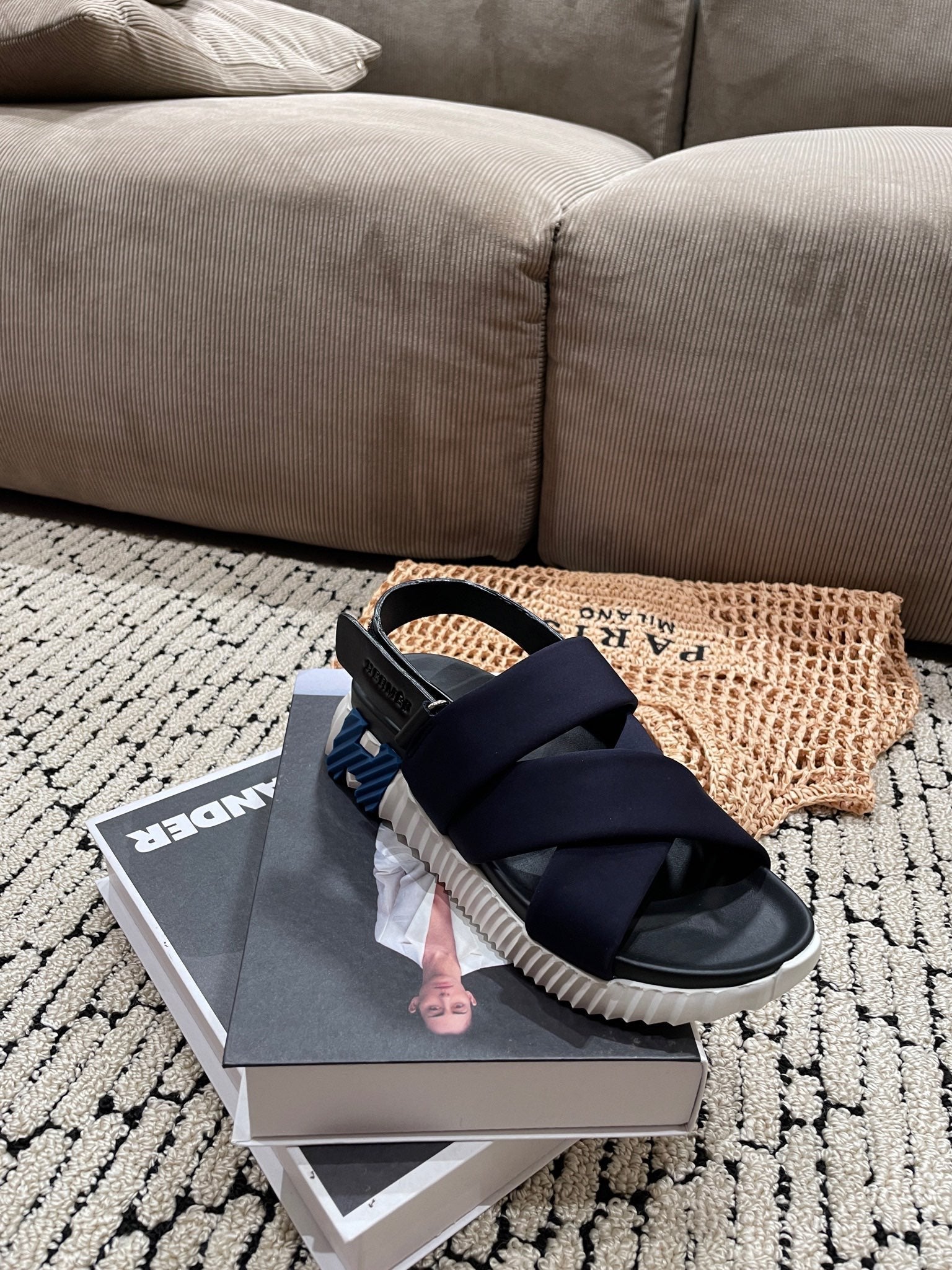 ELECTRIC SANDAL BLACK MIX CHARCOAL BLACK CALFSKIN