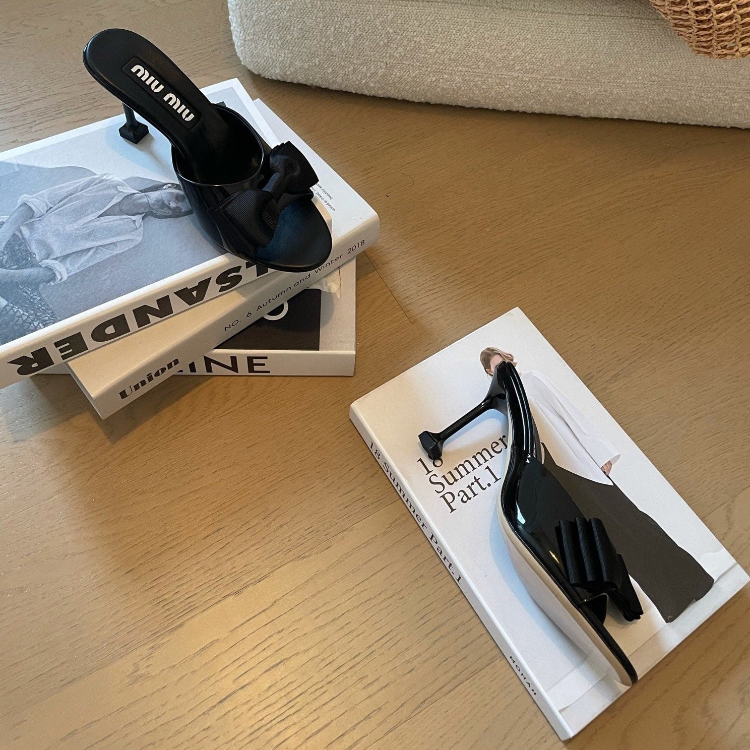 Black High - Heels With Black Bow Calfskin