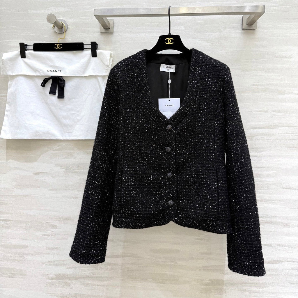 CHANEL 25S SEQUIN-EMBELLISHED TWEED JACKET 476