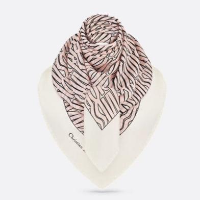 MISS DIOR ALLOVER SHAWL 140 CM IN PALE PINK MIX WHITE SILK CASHMERE 411631