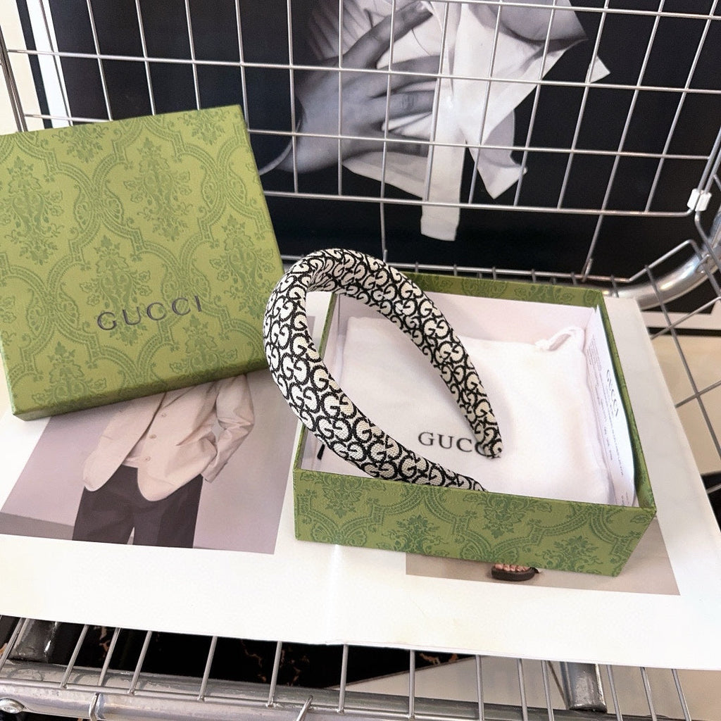 THICK HEADBAND IN WHITE MIX BLACK MONOGRAM CANVAS 406136