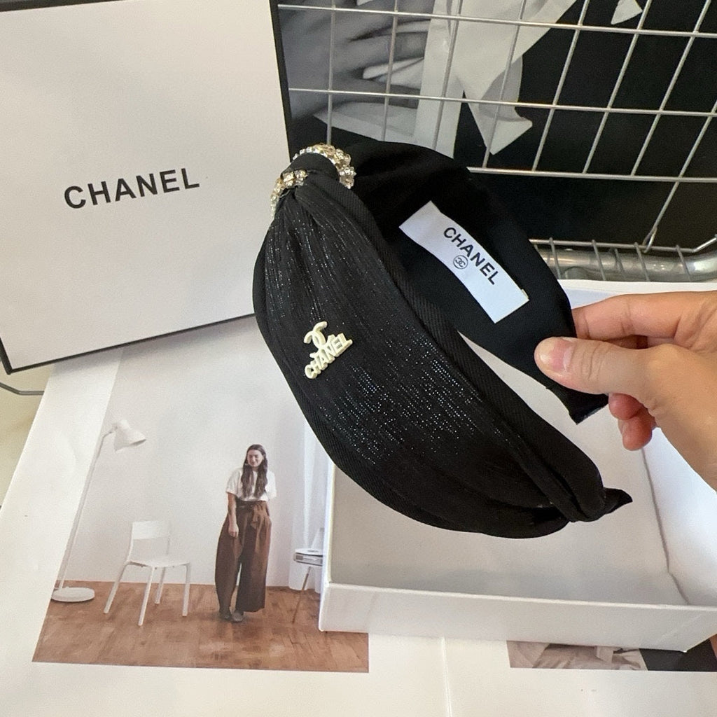 BLACK SILK AND FABRIC HAIRBAND 410877