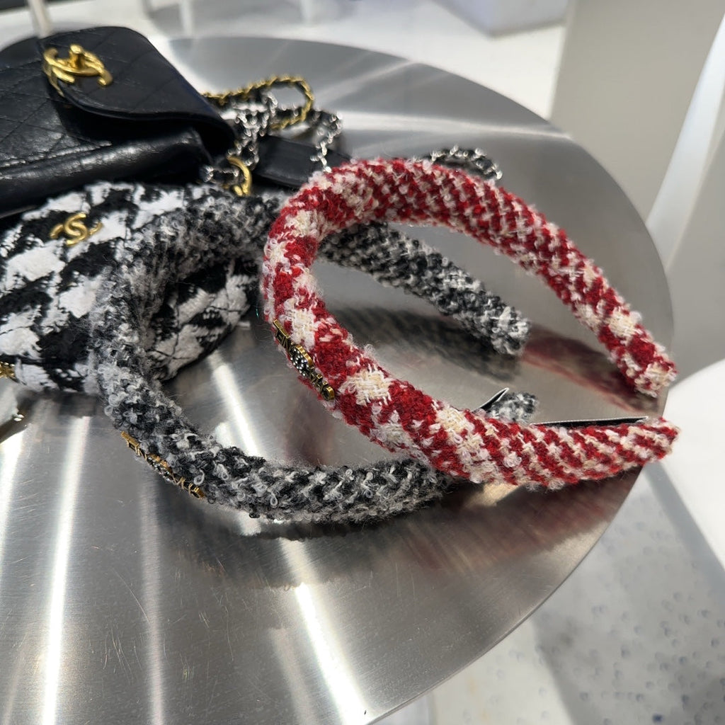 BLACK MIX WHITE WOOL HAIRBAND 412547