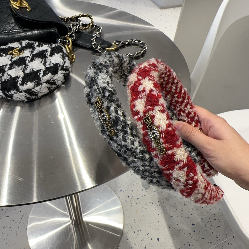 BLACK MIX WHITE WOOL HAIRBAND 412547