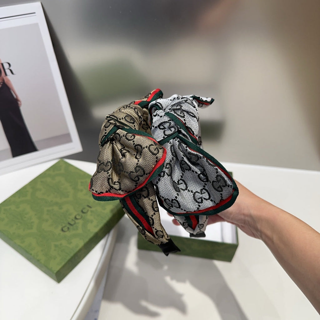 BOW HAIRBAND IN DARK BEIGE MONOGRAM CANVAS 414472