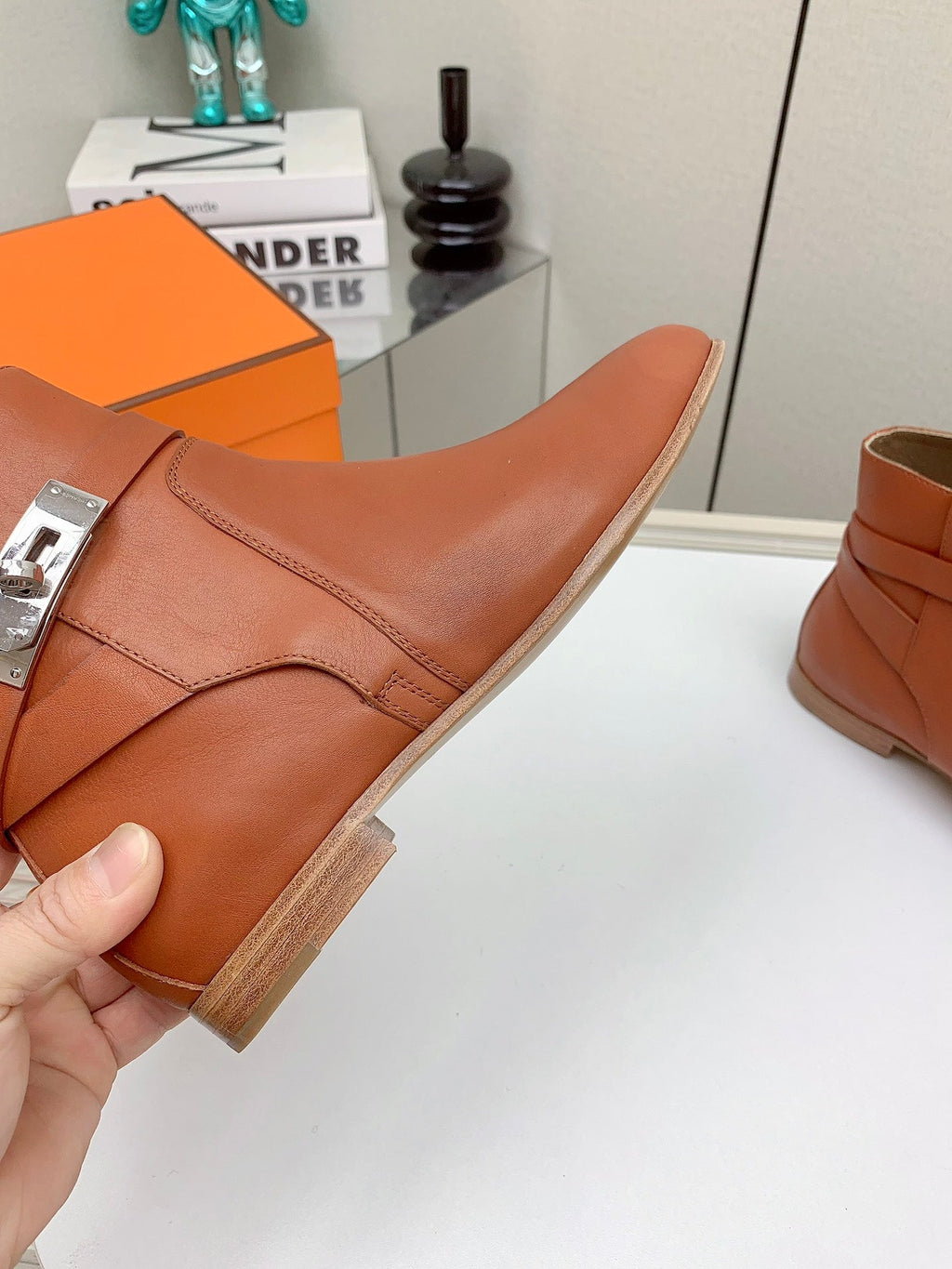 WOMEN'S NEO ANKLE BOOT IN ALLOY ORANGE CALFSKIN