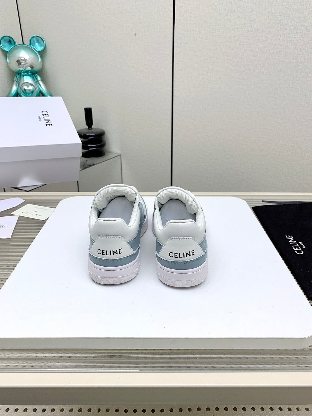 SNEAKER WITH TRIOMPHE IN AIR FORCE MIX WHITE CALFSKIN