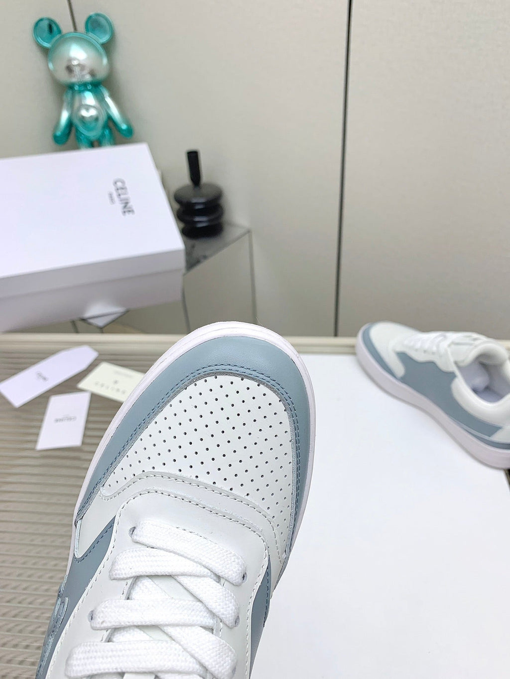 SNEAKER WITH TRIOMPHE IN AIR FORCE MIX WHITE CALFSKIN