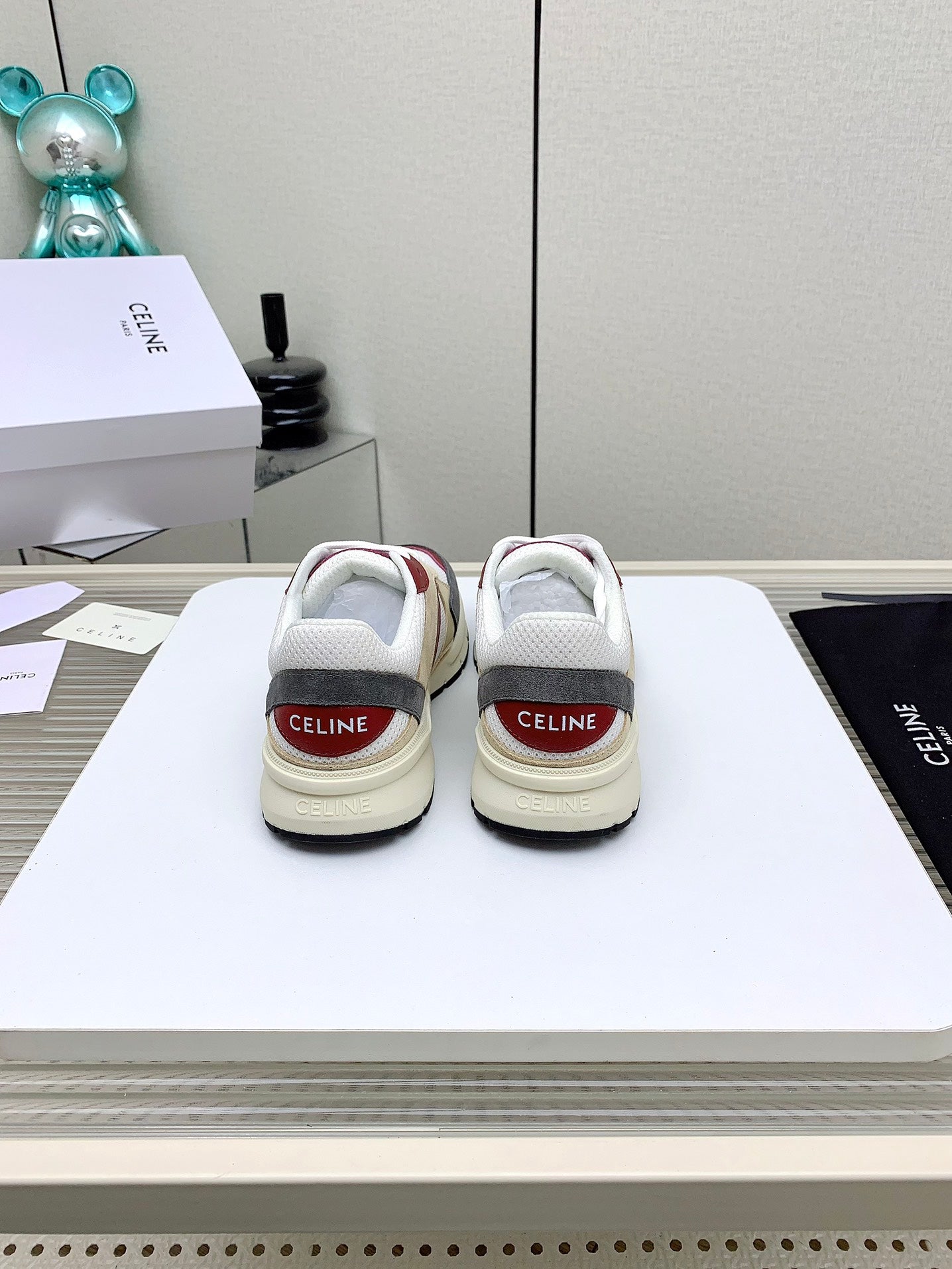 RUNNER CR-03 LOW LACE-UP IN WHITE MESH AND BEIGE CALFSKIN