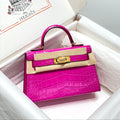 HERMES 25S MINI KELLY 19 IN DEEP MAGENTA CALFSKIN GOLD HARDWARE