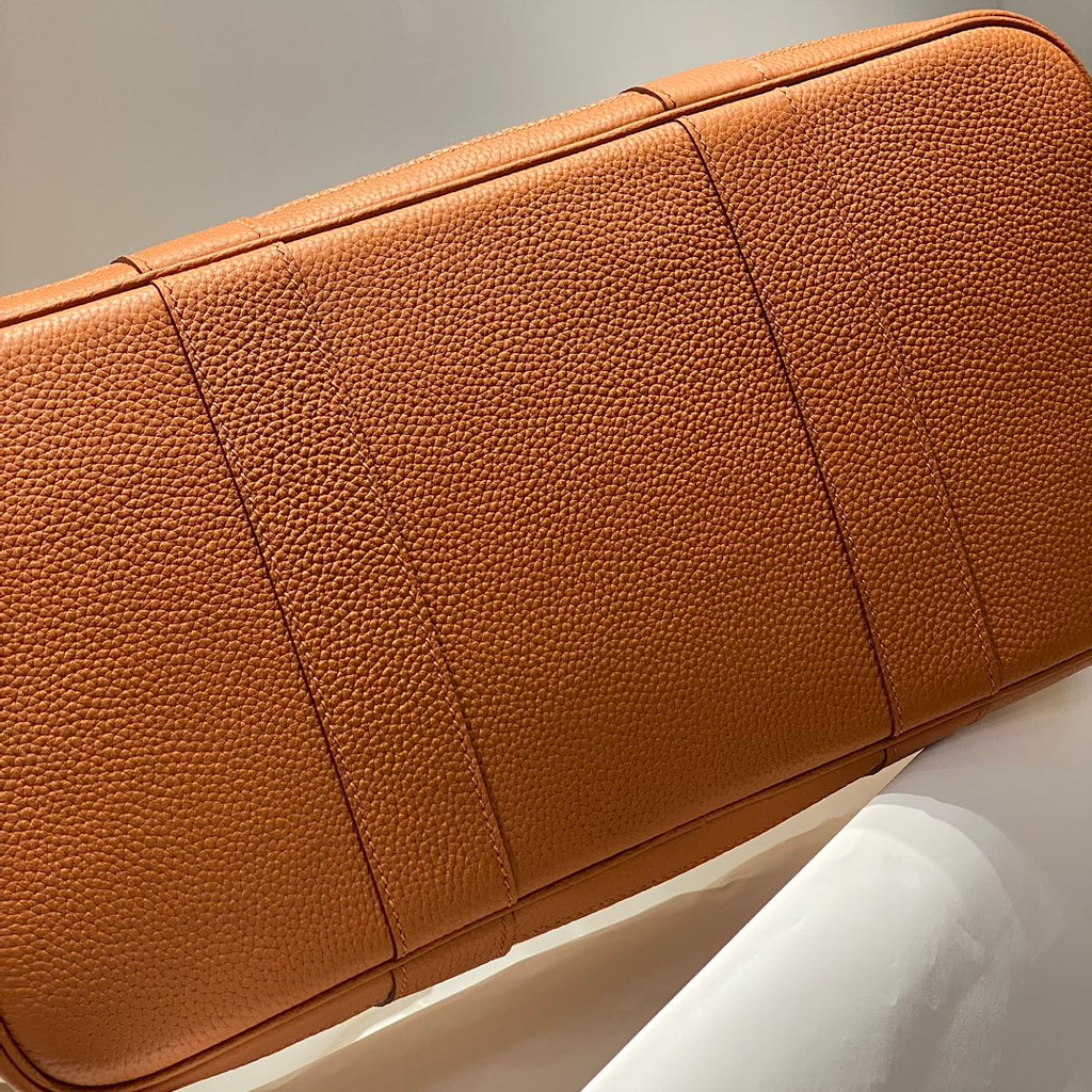 GARDEN PARTY 36 IN MULTICOLOR TOILE H CANVAS GOLD CALFSKIN TROPICAL STREETLINE ILLUSTRATION