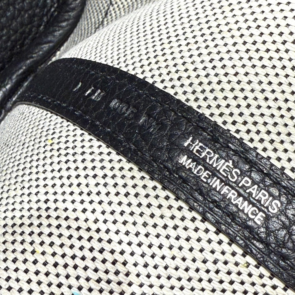 GARDEN PARTY 23CM IN WHITE TOILETS COTTON CANVAS AND BLACK CALFSKIN