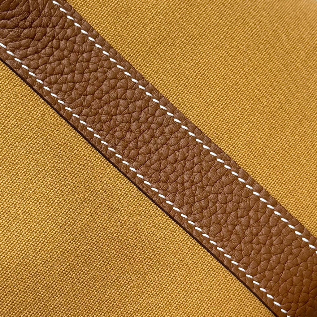 GARDEN PARTY 30CM IN DUNE MAGNOLIA TOILETS COTTON CANVAS AND BROWN CALFSKIN