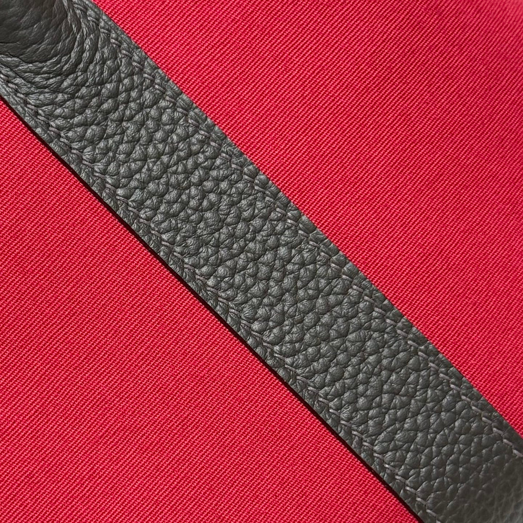 GARDEN PARTY 30CM IN RED TOILETS COTTON CANVAS AND DARK BROWN CALFSKIN PINK ON SIDE OTHER