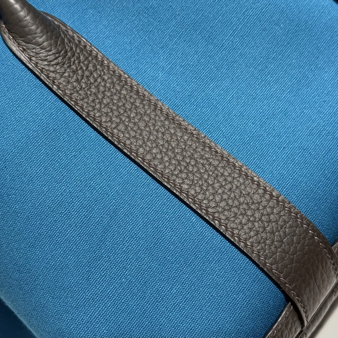 GARDEN PARTY 30CM IN BLUE TOILETS COTTON CANVAS AND BLACK CALFSKIN