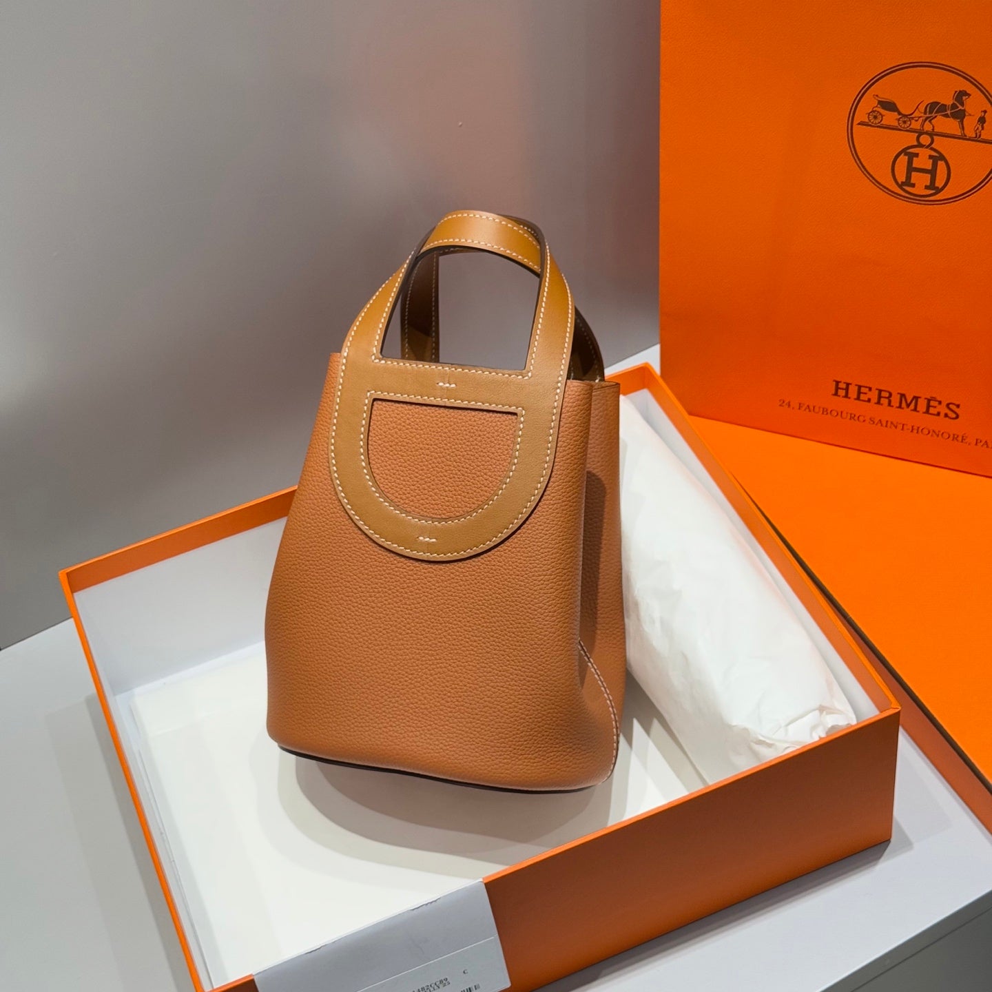 IN THE LOOP 18 IN FAUVE TOGO CALFSKIN SILVER HARDWARE