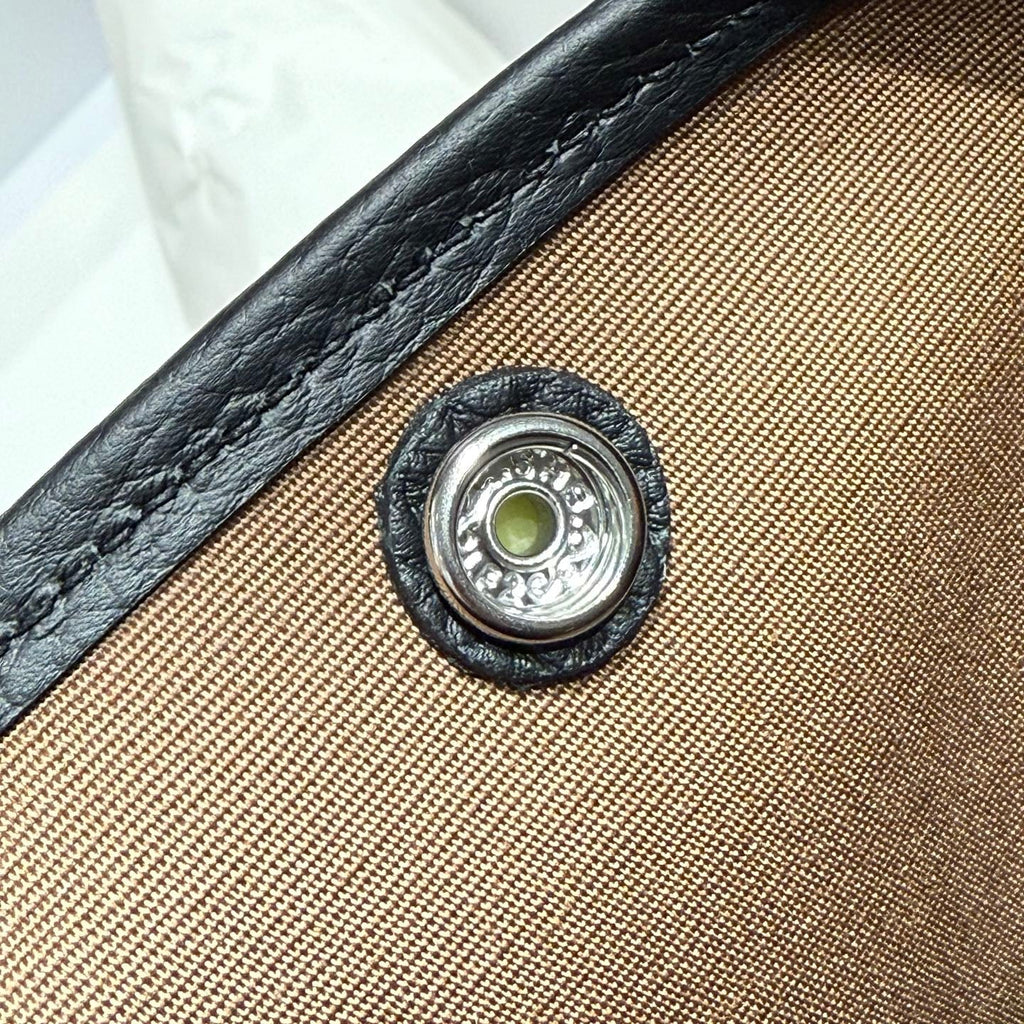 GARDEN PARTY 30CM IN ORANGE MINIMUM TOILETS COTTON CANVAS AND BLACK CALFSKIN