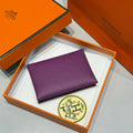 CALVI DUO COMPACT CARD HOLDER IN VIOLET POP EPSOM CALFSKIN