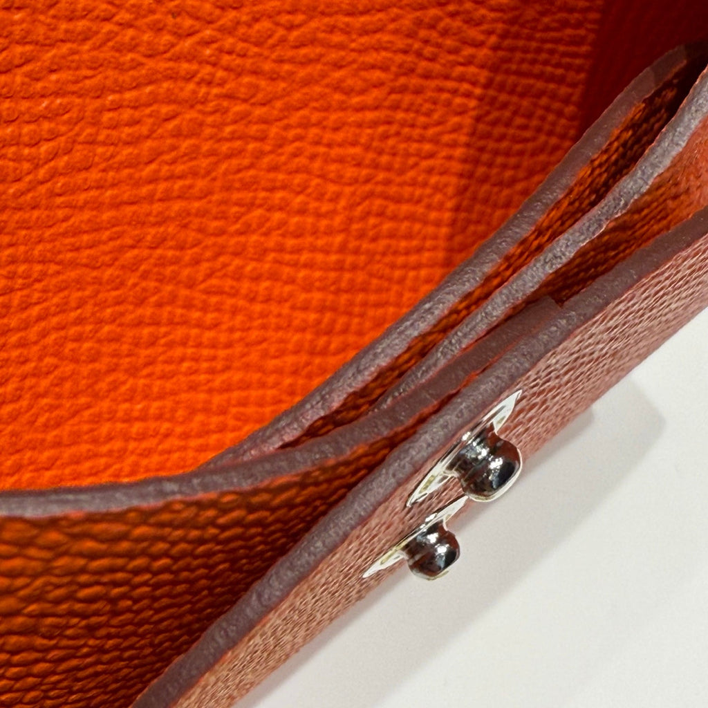 CALVI DUO COMPACT CARD HOLDER IN CLASSIC ORANGE EPSOM CALFSKIN